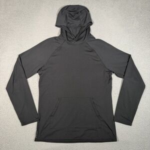 Hylete Hooded Shirt Mens Large Black Performance Athletic Lightweight Stretch